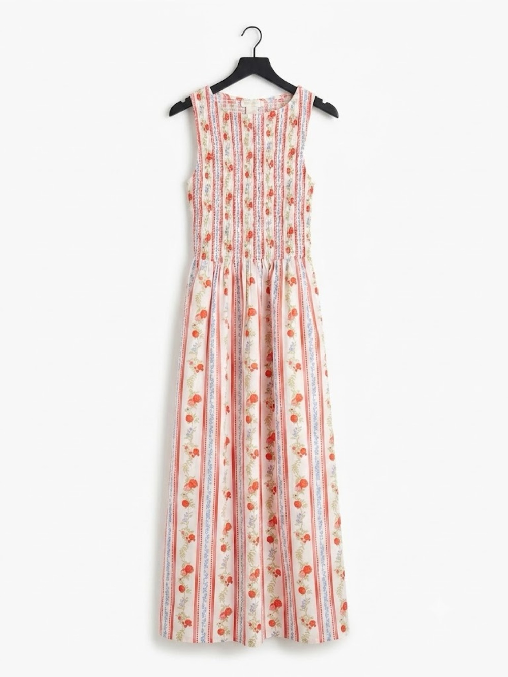Caroline Constas Smocked Dress Striped Pomegranate Floral Pattern small nwt